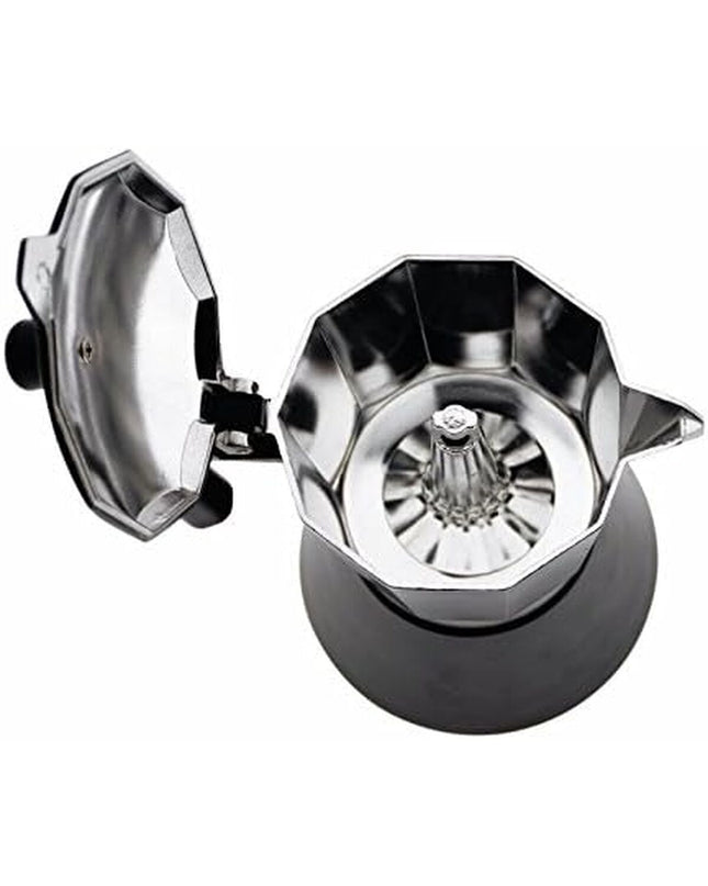 JATA Italiaanse koffiekoker CFI6 in zwart aluminium, 1 liter, suitable for brewing traditional Italian coffee.