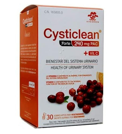 CYSTICLEAN Forte digestive supplement box with 30 capsules, health and personal care vitamins and minerals product.