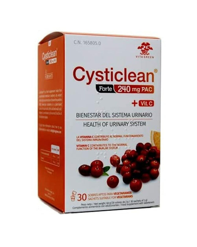 CYSTICLEAN Forte digestive supplement box with 30 capsules, health and personal care vitamins and minerals product.