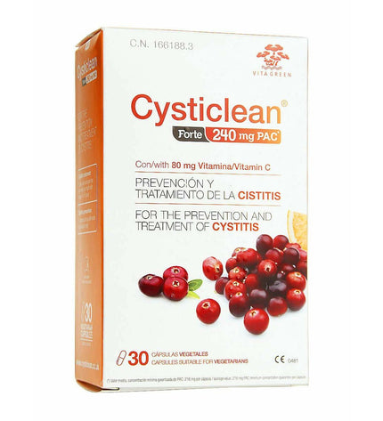 CYSTICLEAN Forte digestive supplement box with 30 capsules, health and personal care vitamin and mineral supplement