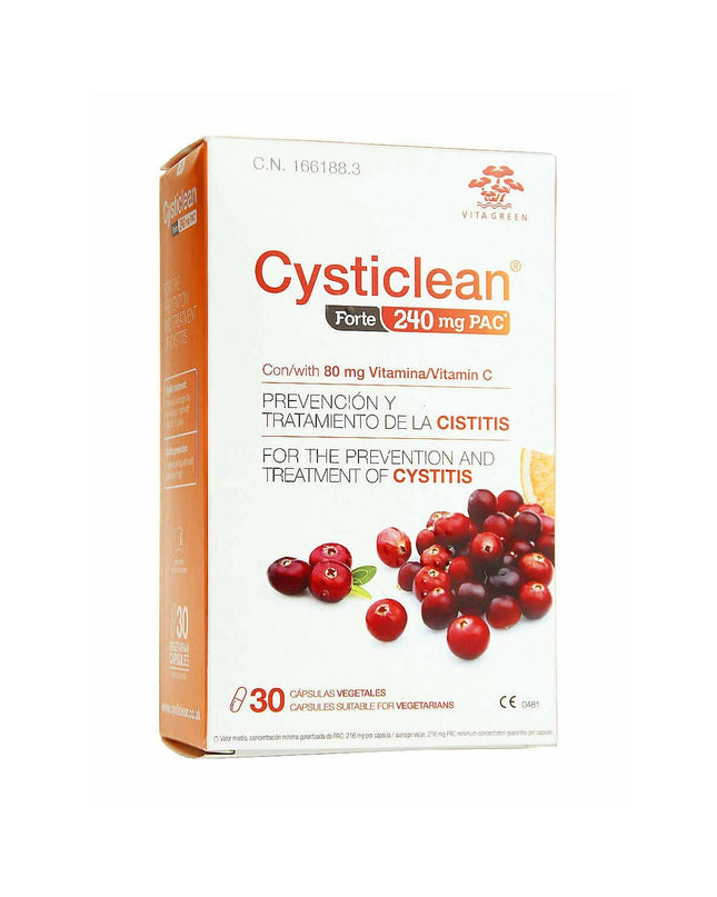 CYSTICLEAN Forte digestive supplement box with 30 capsules, health and personal care vitamin and mineral supplement