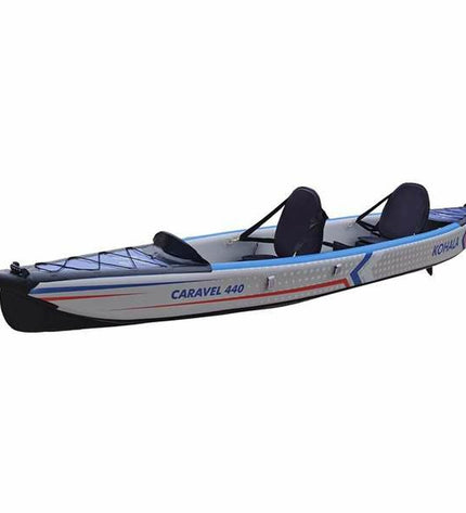 Kohala Caravel kayak, 440 cm long, for outdoor watersport, featuring a sleek design and durable construction on water.