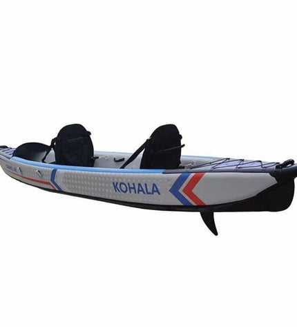 Kohala Caravel 440 cm kayak on water, outdoor watersport activity, sleek blue and black kayak ready for paddling adventures