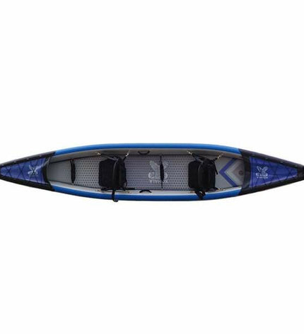 Kohala Caravel kayak in vibrant blue, 440 cm long, suitable for sport and outdoor water adventures, shown on calm water.