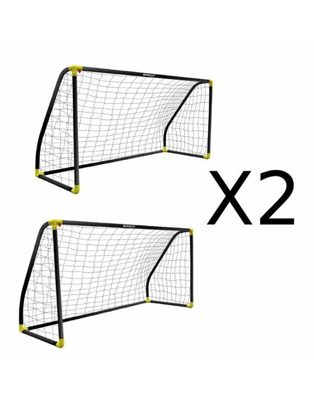 Set van 2 Ociotrends voetbaldoelen voor sport en outdoor, 180 x 91 x 120 cm, stevige metalen frames en netten