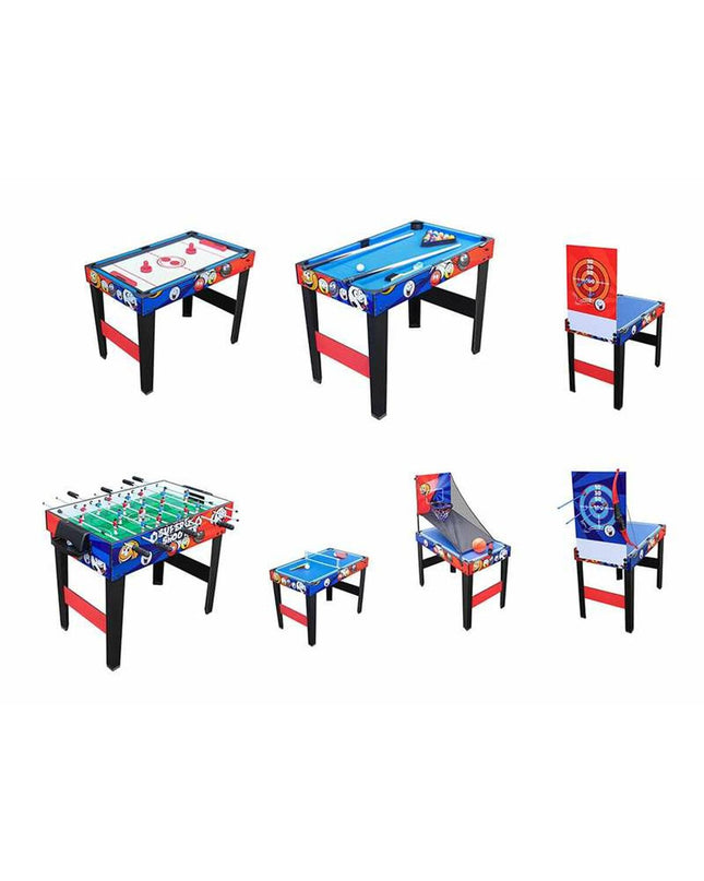 Ociotrends Multi-spel tafel 7-in-1 speelgoed en games, versatile play table with colorful game accessories and components.