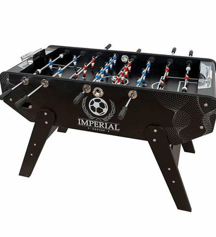 BigBuy Fun Tafelvoetbal Imperial Deluxe game with 142x74x87.5 cm size, featuring colorful players and goal areas for fun indoor play.