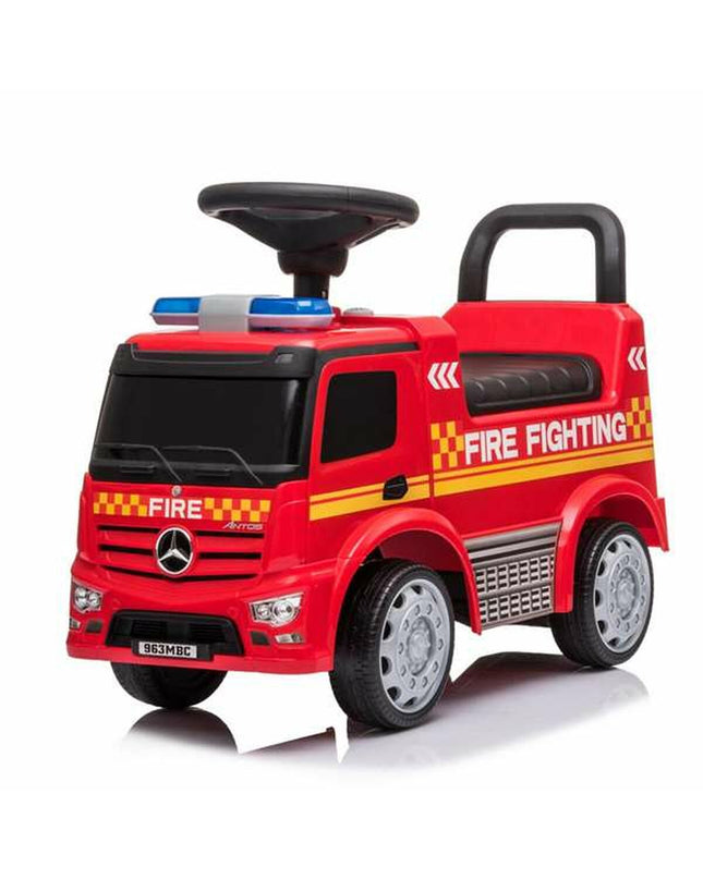 Red Sonic Mercedes Actros fire truck toy, detailed model vehicle for play and collection, with realistic features.