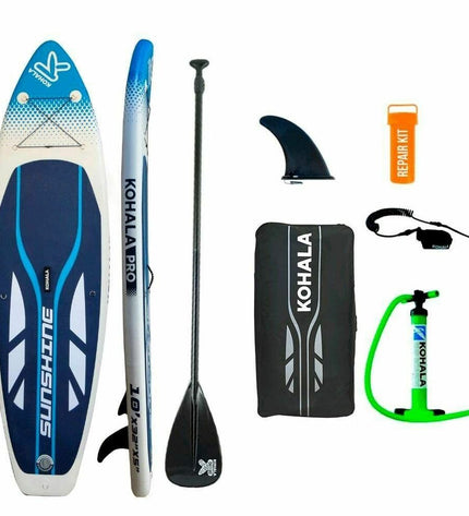 Inflatable SUP board with accessories, Kohala Sunshine in white, designed for water sports, by BigBuy Fun, size 305x81x12 cm