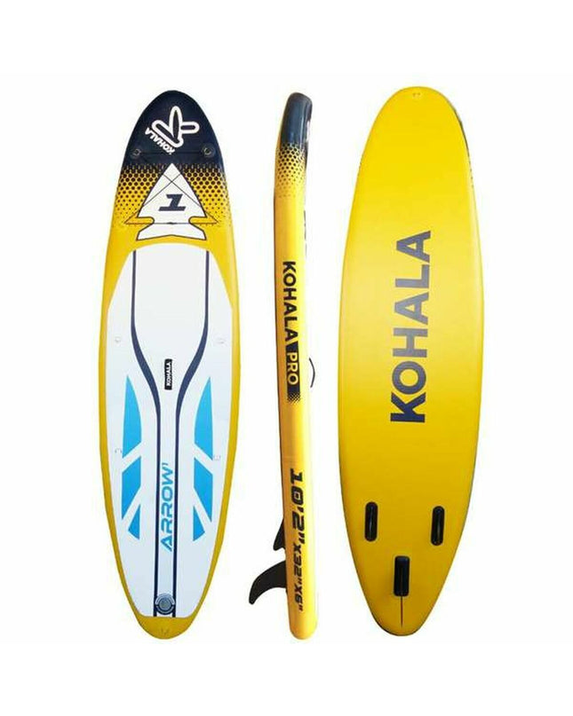 Yellow inflatable SUP board with accessories, Kohala Arrow 1, for water sports and outdoor use, branded BigBuy Fun.