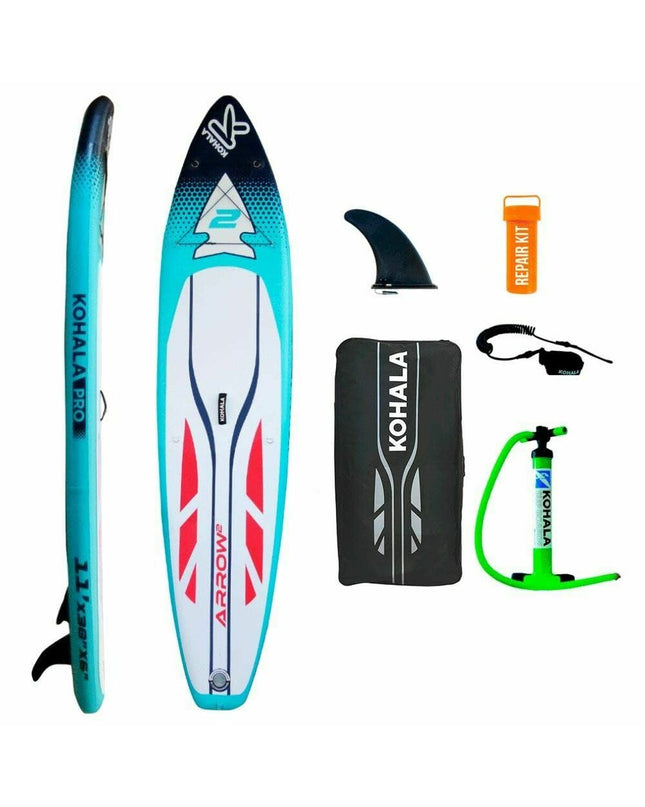 Blue inflatable SUP board with accessories, Kohala Arrow 2, for water sports, 335 x 75 x 15 cm, by BigBuy Fun.