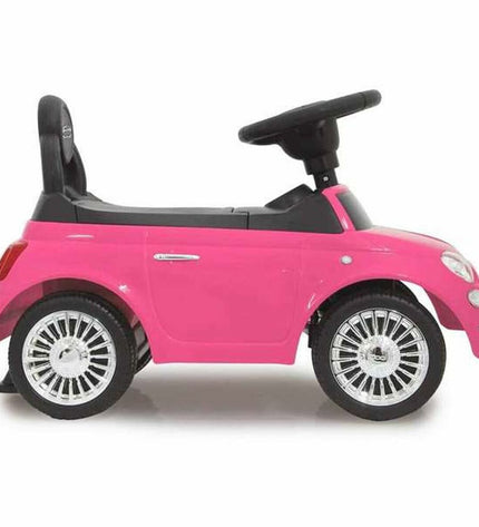 Pink Fiat 500 ride-on toy car for kids, made by BigBuy Fun, designed for outdoor play and imaginative fun.