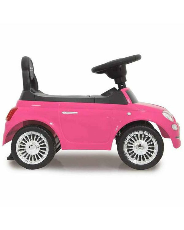 Pink Fiat 500 ride-on toy car for kids, made by BigBuy Fun, designed for outdoor play and imaginative fun.