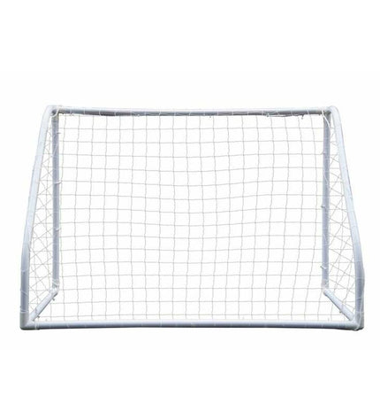 Devessport football goal in white, 180x91x120 cm, outdoor sports equipment with metal frame and net for soccer practice.