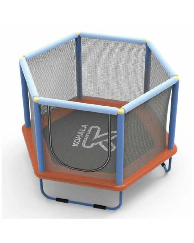 Ociotrends Kindertrampoline with safety net, 140x110 cm, outdoor fitness equipment for kids, black and green frame