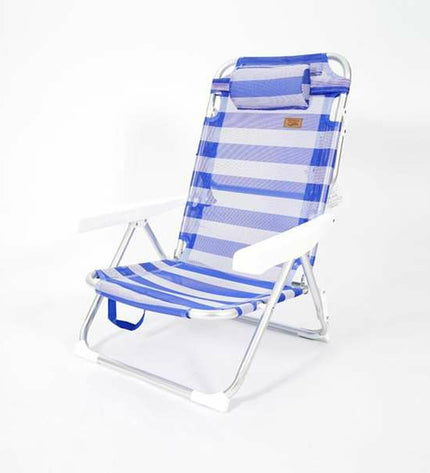 Blue outdoor camping lounge chair by Ociotrends, 60x50x82 cm, ideal for sports, outdoor activities, and camping adventures.
