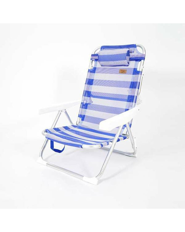 Blue outdoor camping lounge chair by Ociotrends, 60x50x82 cm, ideal for sports, outdoor activities, and camping adventures.
