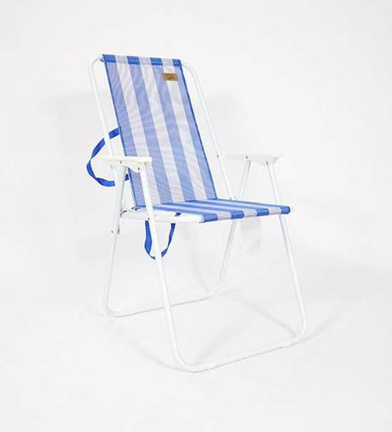 Ociotrends beach lounge chair in beige with metal frame, suitable for outdoor camping and outdoor activities.