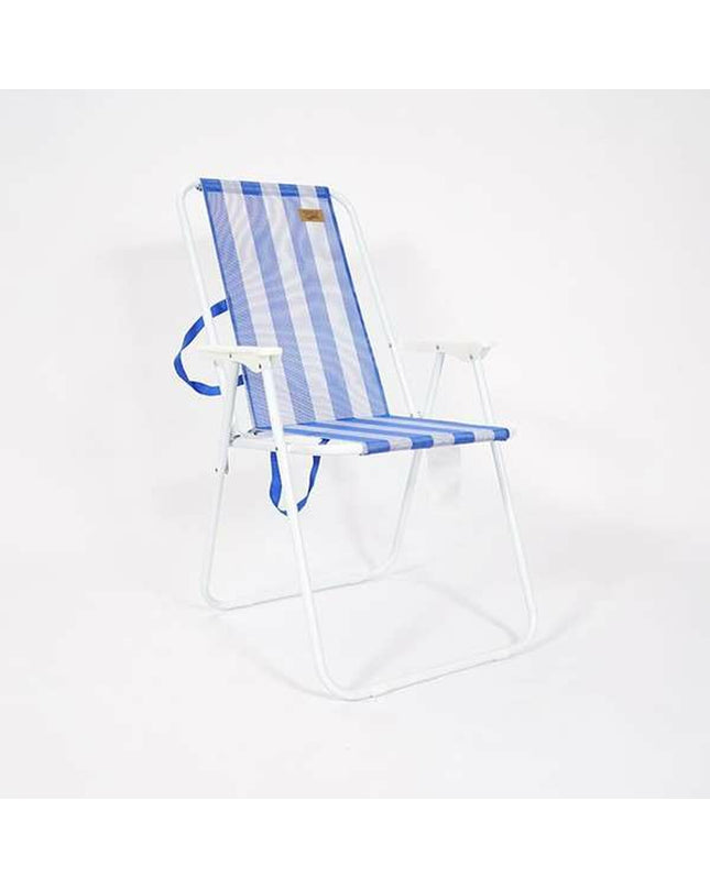 Ociotrends beach lounge chair in beige with metal frame, suitable for outdoor camping and outdoor activities.