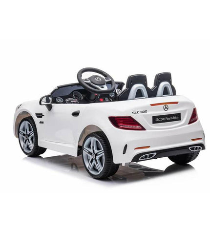 Ociotrends Mercedes Benz white electric toy car for kids, designed for outdoor play and sports activities.