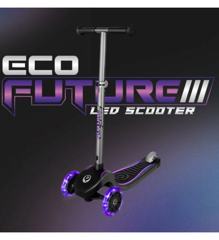 Ociotrends Eco Future scooter in purple with three wheels, designed for urban mobility and outdoor sports.