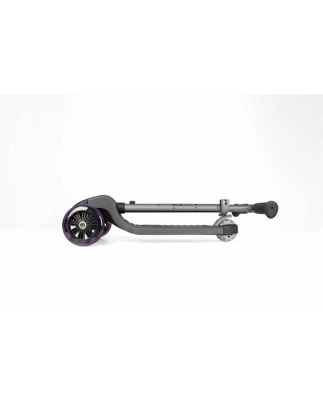Purple Ociotrends Eco Future scooter with three wheels, designed for urban mobility, featuring a sporty outdoor style
