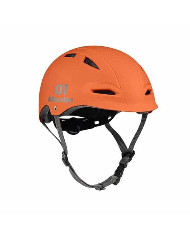 Orange Kinder bike helmet by Ociotrends, designed for outdoor cycling, with a secure strap and ventilation for kids.