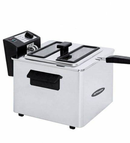 Orbegozo 15258 3000W stainless steel deep fryer for home cooking, compact electric kitchen appliance.