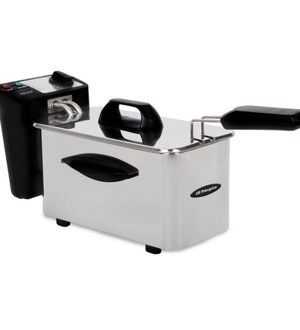 Orbegozo 15636 black 1500W deep fryer with 1.5L capacity, compact electric kitchen appliance for frying at home.