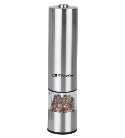 Orbegozo PM3550 black and transparent electric coffee grinder, compact kitchen appliance for grinding coffee and spices.