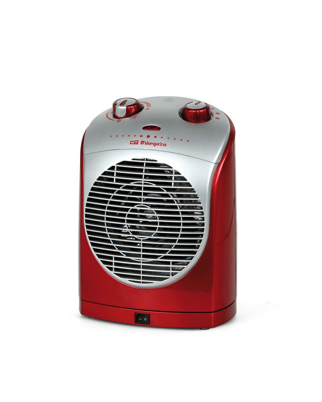 Orbegozo 16355 portable heater with 2200W power, suitable for home and kitchen heating, shown in a cozy indoor setting.