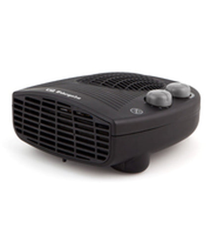 Orbegozo 16844 black portable heater with 2000W power, designed for home and cooking use, shown in the image.
