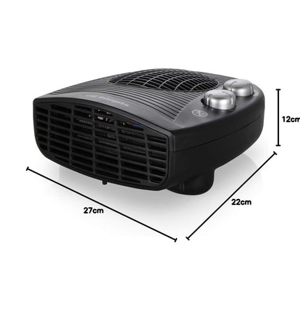 Black Orbegozo 16844 2000W portable heater, used for home heating and cooling, with controls and vent visible.