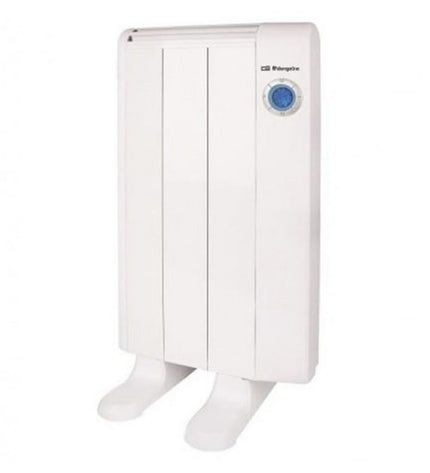 Orbegozo RRE 510 digital heater in white with 500W power, portable home heating device, shown with control panel and compact design.