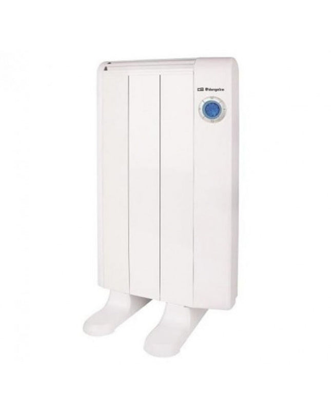 Orbegozo RRE 510 digital heater in white with 500W power, portable home heating device, shown with control panel and compact design.