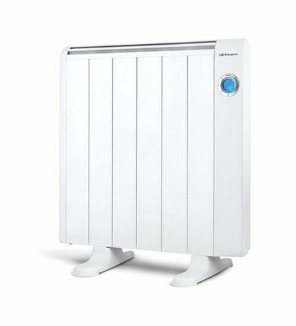 Orbegozo RRE1010 1000W white digital heater, portable home heating device with digital controls and compact design.