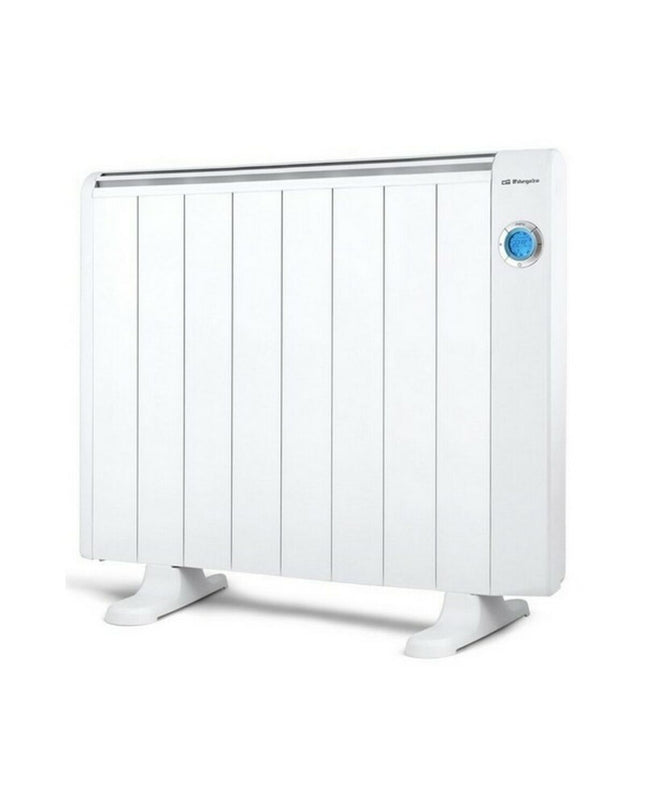 Orbegozo RRE1510 digital heater in white with 1500W, compact design for home heating and portable air conditioning.