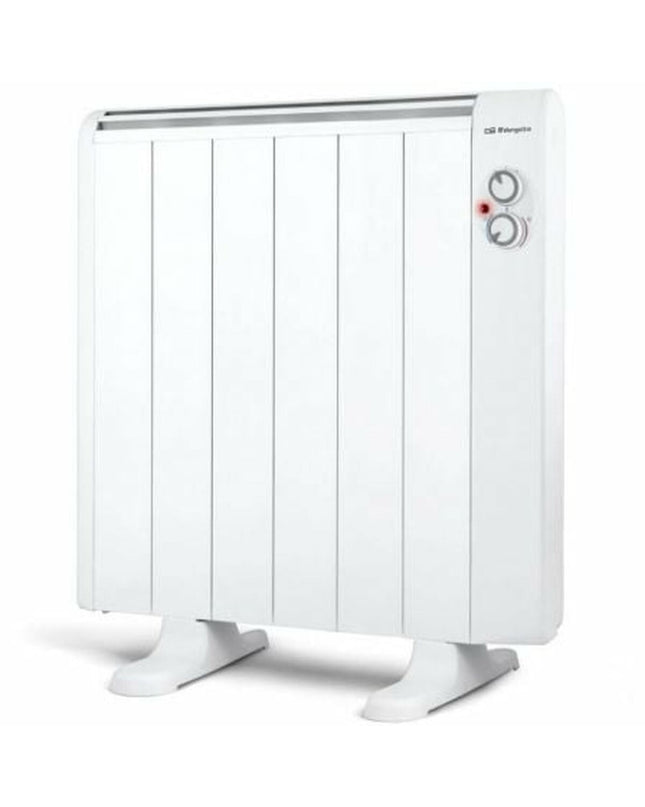 Orbegozo RRM 1010 digital heater in white, 1000W portable heating device for home use, featuring digital controls and compact design.