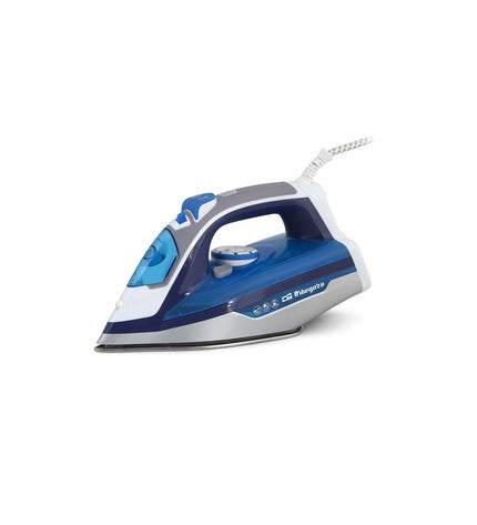 Orbegozo 16907 2000W steam iron for home use, showing the sleek design and control panel of the clothing iron.