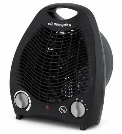 Black Orbegozo 17065 portable heater with 2000W power for home heating and cooling, compact design for versatile comfort.