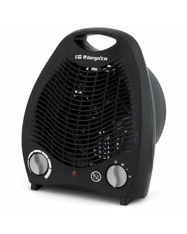 Black Orbegozo 17065 portable heater with 2000W power for home heating and cooling, compact design for versatile comfort.