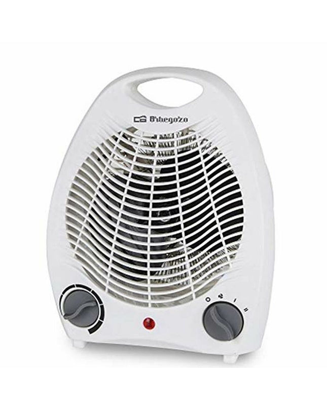 Orbegozo FH 5115 white 2000W portable heater for home and cooking, with adjustable temperature controls and compact design.