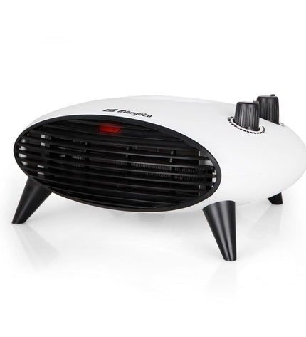 Black Orbegozo 17104 2000W portable heater for home and cooking, shown in the image.