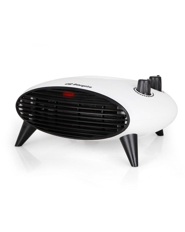 Black Orbegozo 17104 2000W portable heater for home and cooking, shown in the image.
