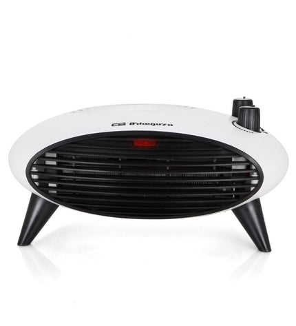 Black Orbegozo 17104 2000W portable heater, suitable for home and kitchen use, with a sleek compact design.