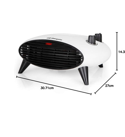 Black Orbegozo 17104 portable heater with 2000W power, suitable for home and kitchen heating and cooling.