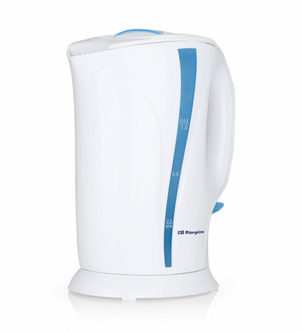 Orbegozo KT-5002 waterkoker in wit en zwart plastic, 1 liter, voor huis en koken, koffie en thee.