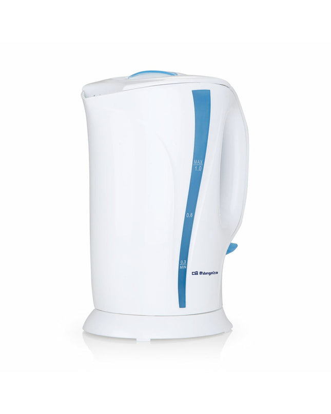 Orbegozo KT-5002 waterkoker in wit en zwart plastic, 1 liter, voor huis en koken, koffie en thee.