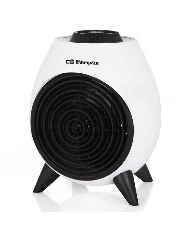 Orbegozo 17365 black portable heater with 1000W and 2000W settings, suitable for home heating and cooling, shown in the image.
