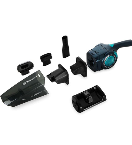 Orbegozo AP 1500 handheld vacuum cleaner for home cleaning, showing its compact design and nozzle attachment.